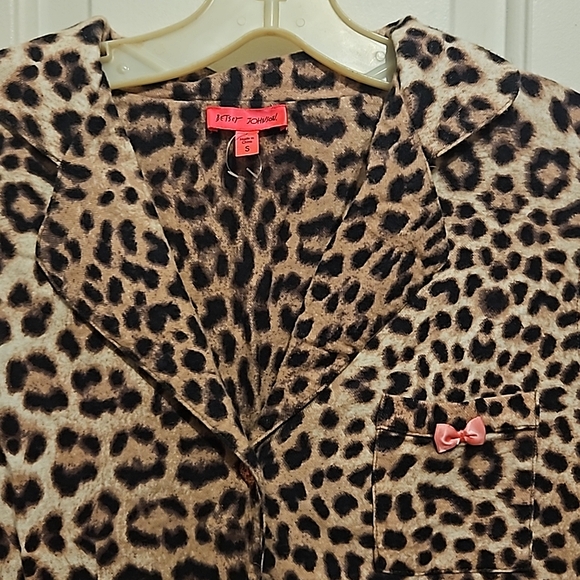 Betsey Johnson Leopard Print Flannel PJ Shirt/ S - Picture 3 of 7